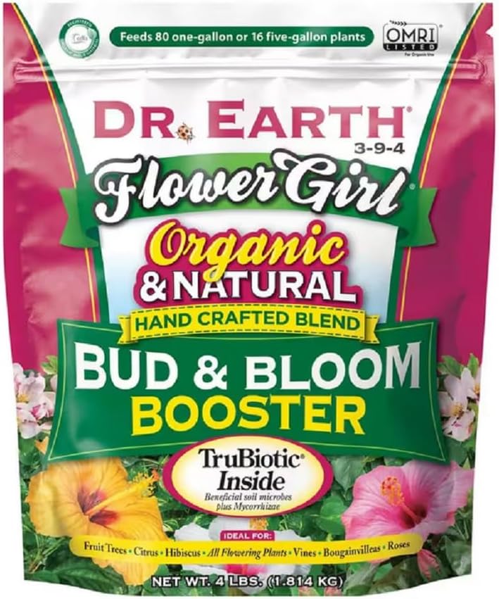 Dr. Earth GL61100518430 Fertilizer & Soil 707P Organic 8 Bud & Bloom Fertilizer in Poly Bag, 4-Pound, 4 lb, Natural