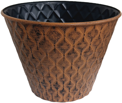 Round Embossed Plastic Planter, No Drainage holes, 8 inch