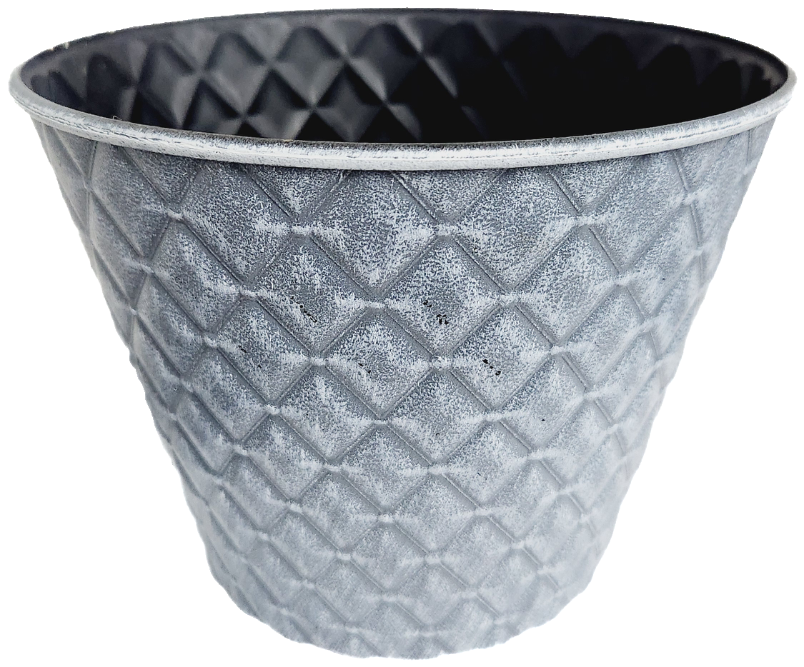 Round Embossed Plastic Planter, No Drainage holes, 8 inch