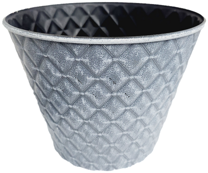 Round Embossed Plastic Planter, No Drainage holes, 8 inch