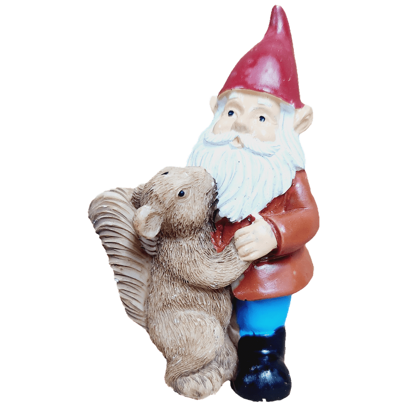 Gnome Decorations Mini Garden Gnome with Squirrel, 3 inch