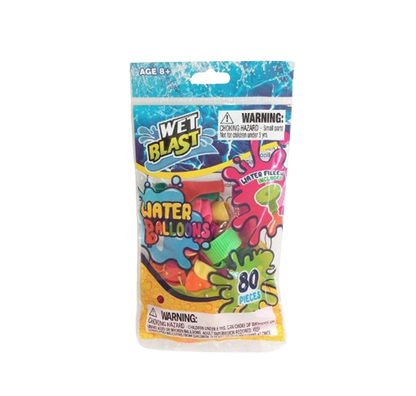 Wet Blast Colorful Wet Blast Water Balloons with Water Filler, 80 Piece bag